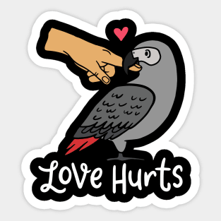 African Grey Parrot: Love Hurts Sticker